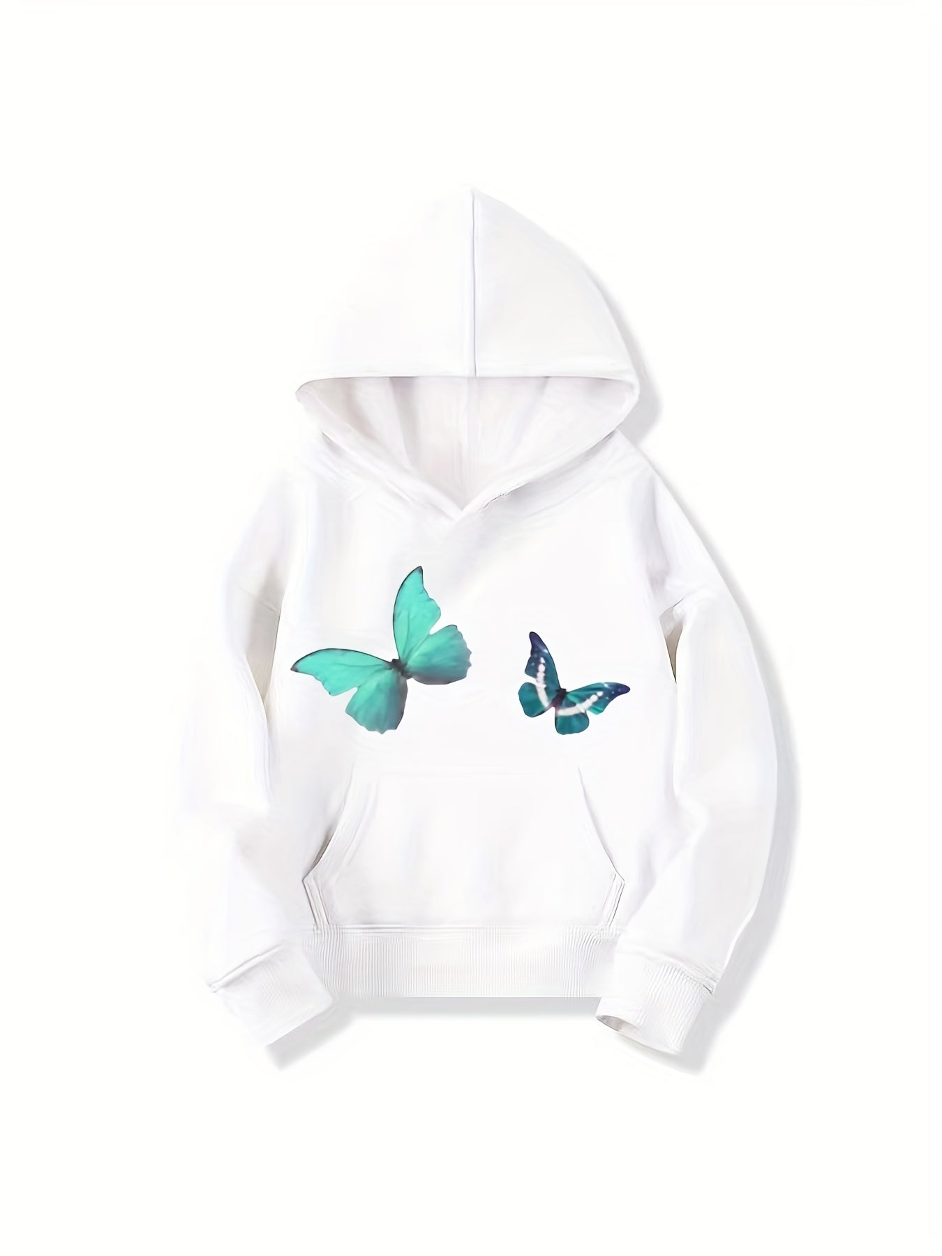 Butterfly Graphic Hoodie Girls Hooded Pullover Sweatshirt Top