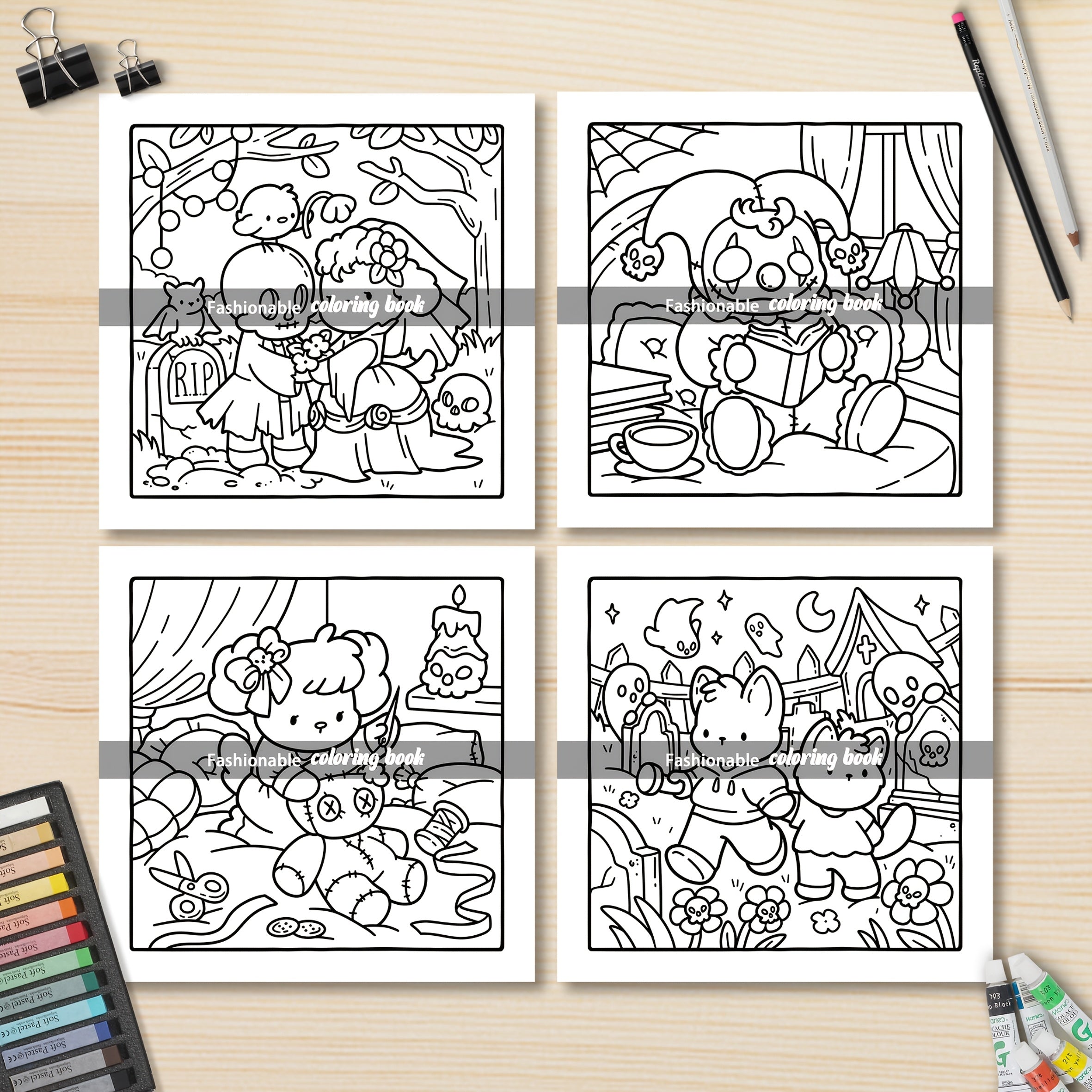 Spooky Moments Adult Coloring Book Single Sided Print
