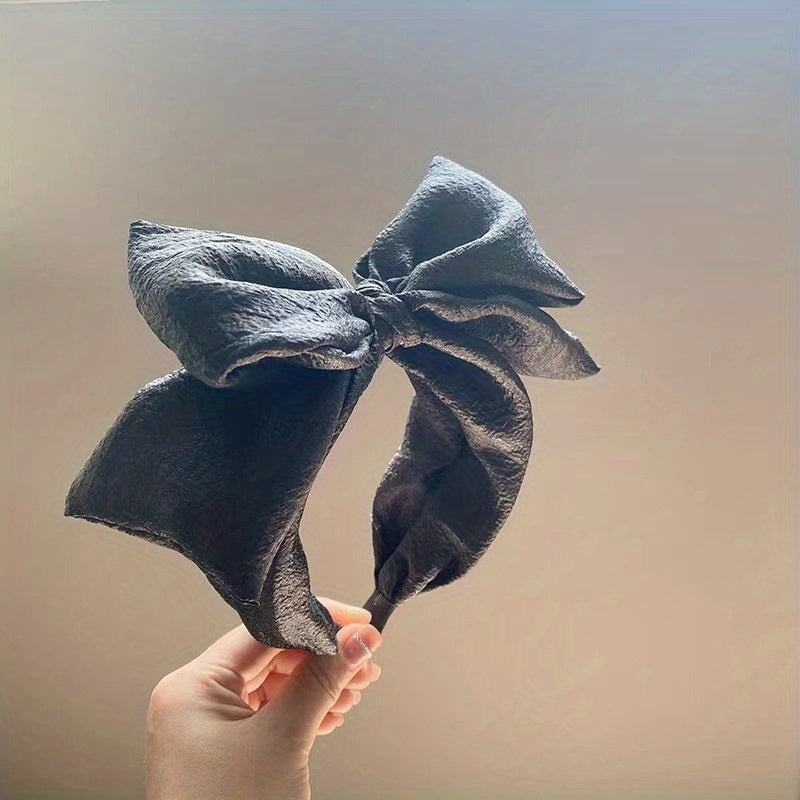 Seersucker Oversized Bow Headband Wide Brimmed Sweet Hair Accessories