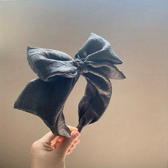 Seersucker Oversized Bow Headband Wide Brimmed Sweet Hair Accessories