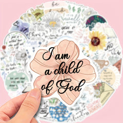 50pcs Bible Phrase Vinyl Decals Waterproof Stickers Pack for Kids Teens