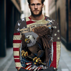 Eagle Print Men's Long Sleeve T-shirt for Autumn