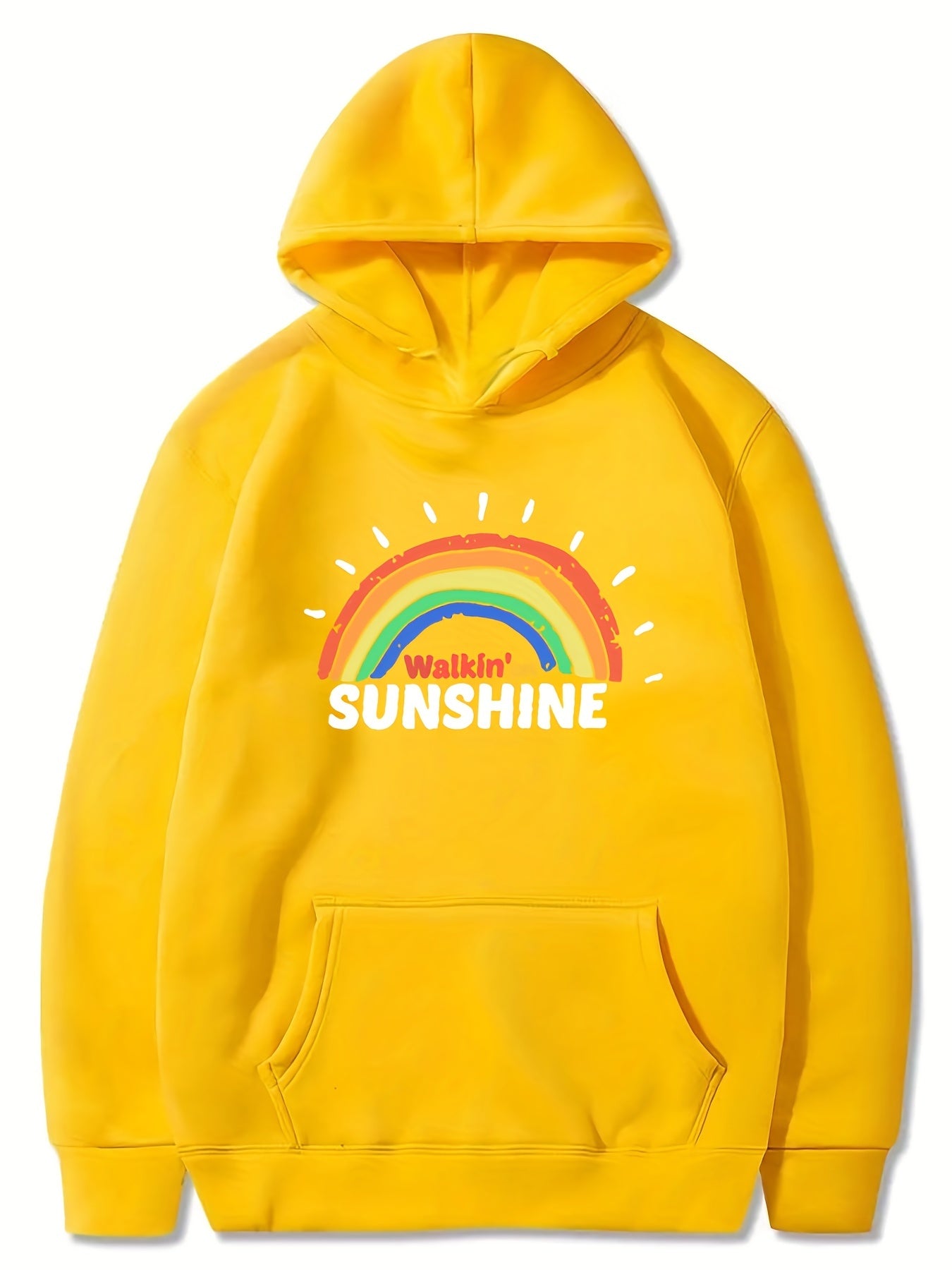 Sunshine Rainbow Graphic Girls' Casual Long Sleeve Hoodie Sweatshirt