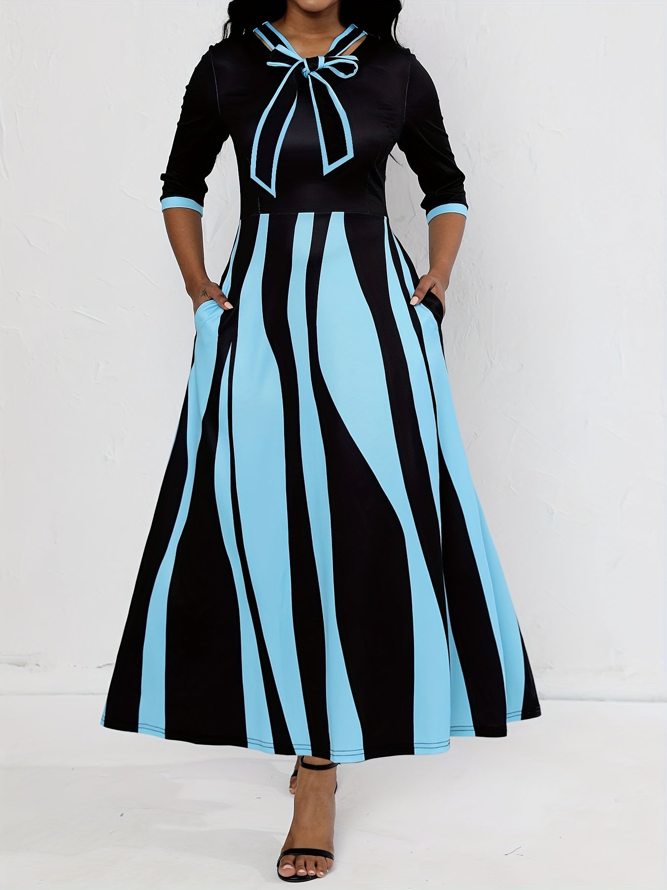 Tie Front Dress with Dual Pockets for Party