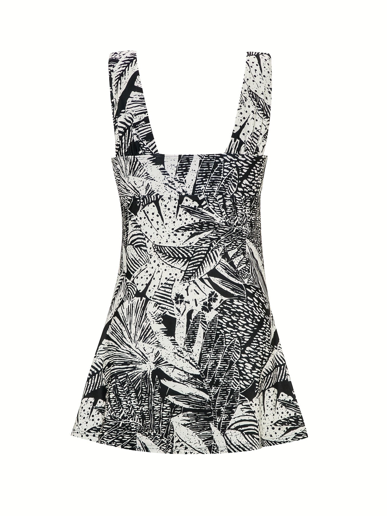 Floral Print V Neck One Piece Swimsuit