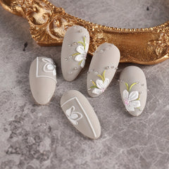 3D Embossed Floral Nail Stickers for Nail Art - Matte Finish