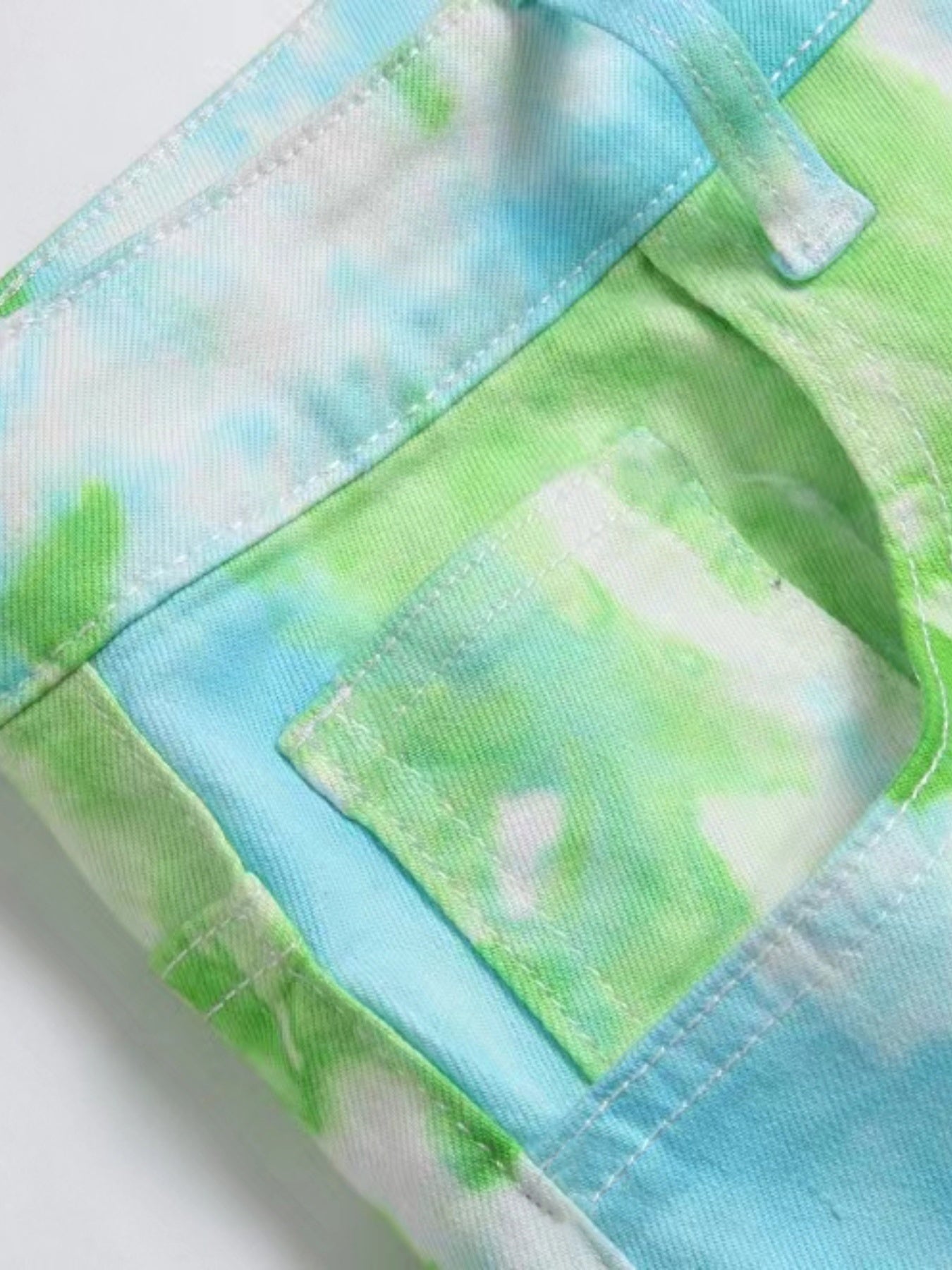 Tie Dye Print Slim Fit Jeans Mens Casual Street Style Denim Pants