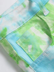 Tie Dye Print Slim Fit Jeans Mens Casual Street Style Denim Pants
