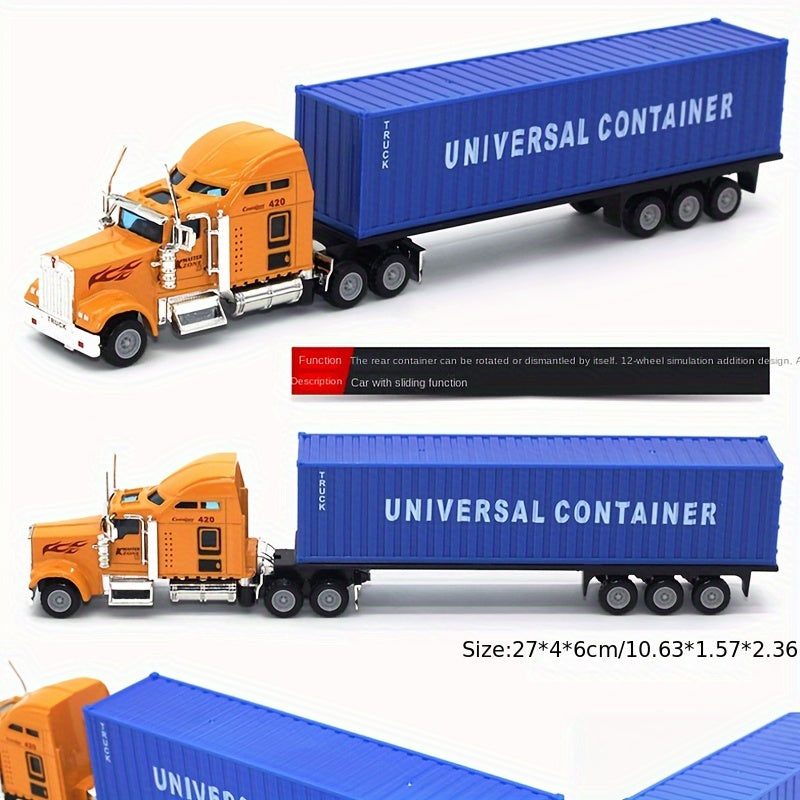 Alloy Container Truck QX1805 Sound and Light Vehicle Model