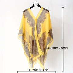 Paisley Print Chiffon Sunproof Bikini Cover Up Sarong