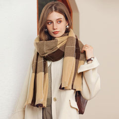 Cashmere Scarf Shawl Women's Plaid Thick Warm Scarf