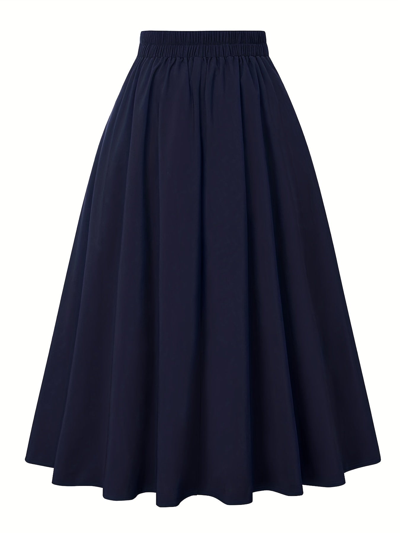 Button Front High Waist Solid Pleated Skirt
