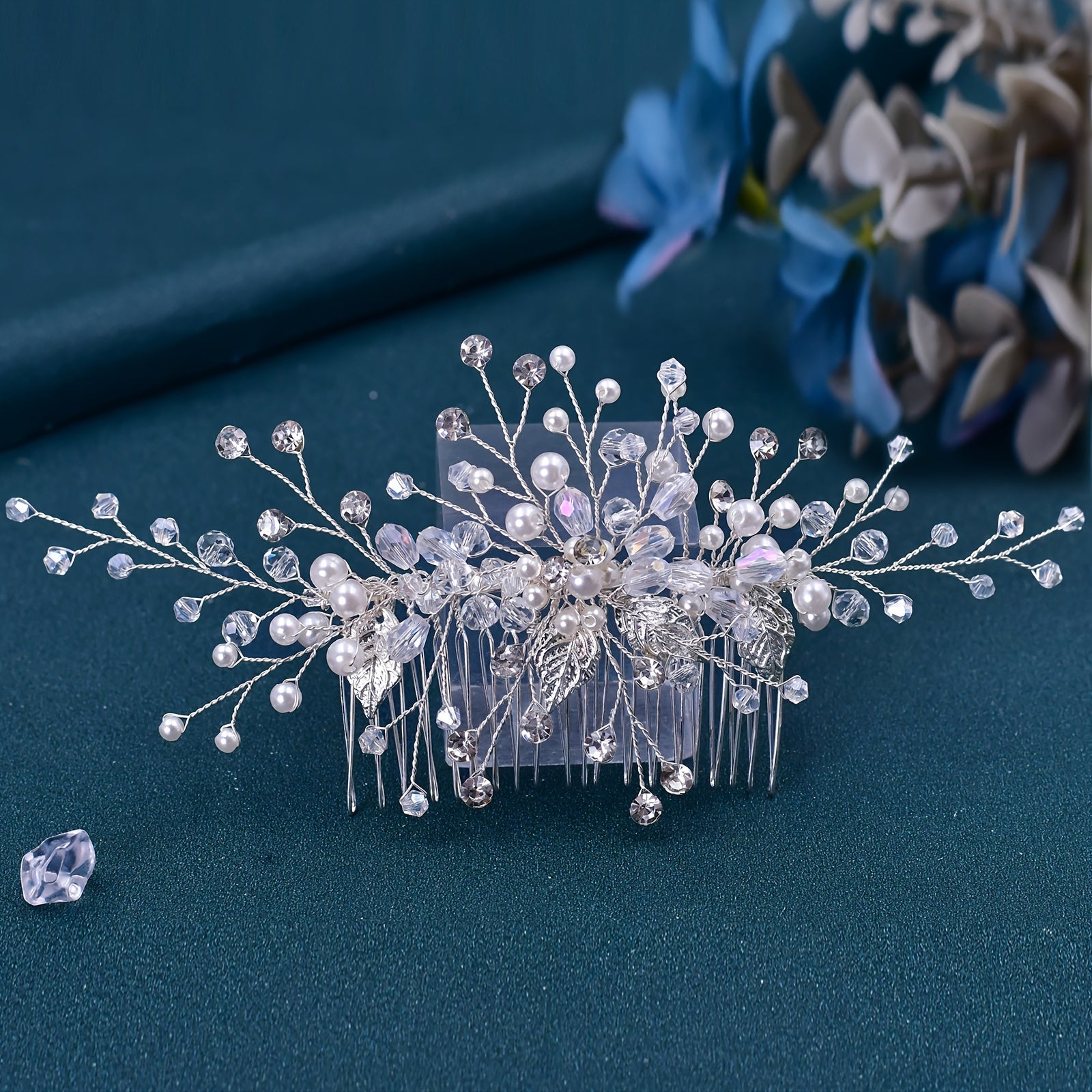 Silvery Rhinestone Bridal Hair Comb for Weddings
