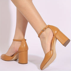 Comfy Buckle Strap Block Heel Pumps