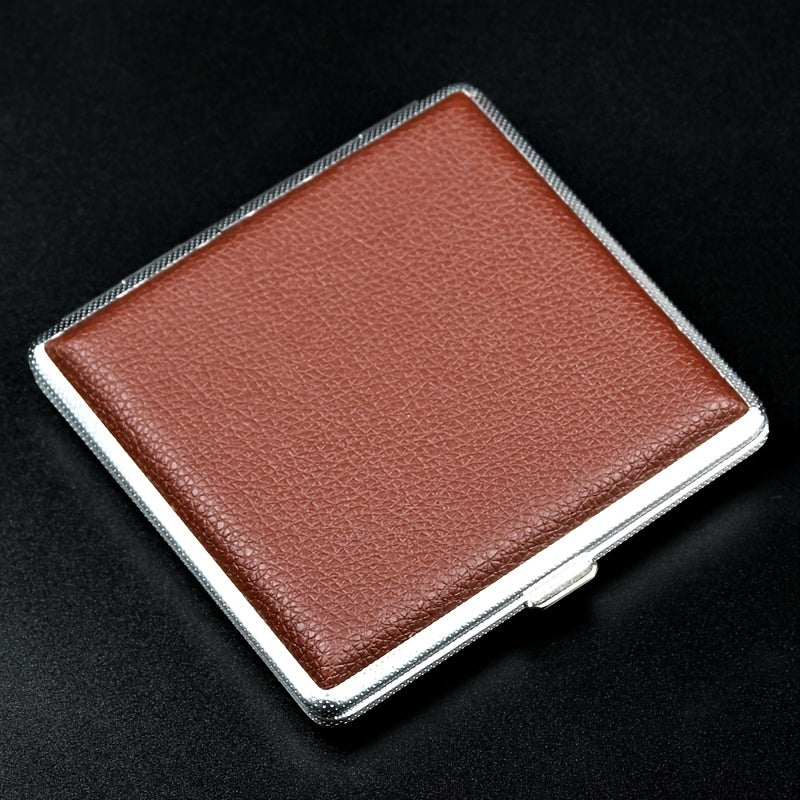 Leather Cigarette Case 20 Packs Men's Storage Box Windproof Cigarette Case