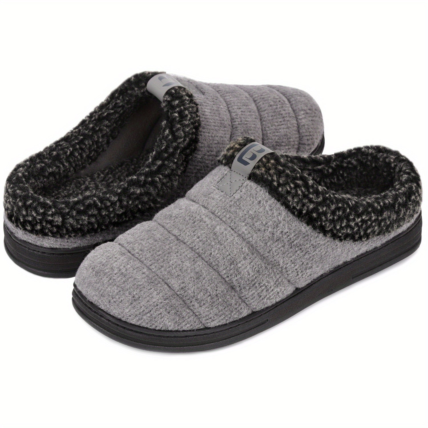 Men's Warm Slip On Slippers Fleece Indoor Walking Shoes