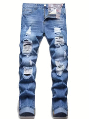 Men's Ripped Distressed Slim Fit Denim Jeans