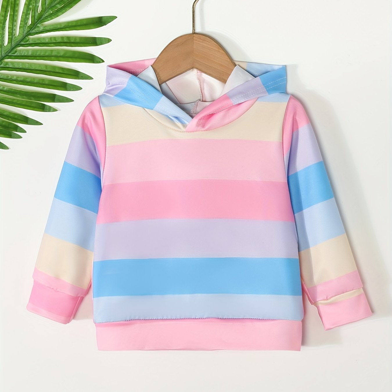 Toddler Baby Girls Rainbow Striped Hooded Sports Hoodie
