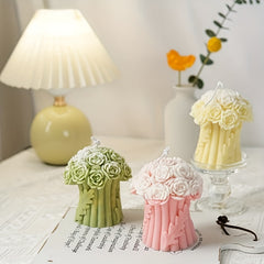 3D Flower Bouquet Candle Silicone Mold DIY Rose Basket Resin Molds