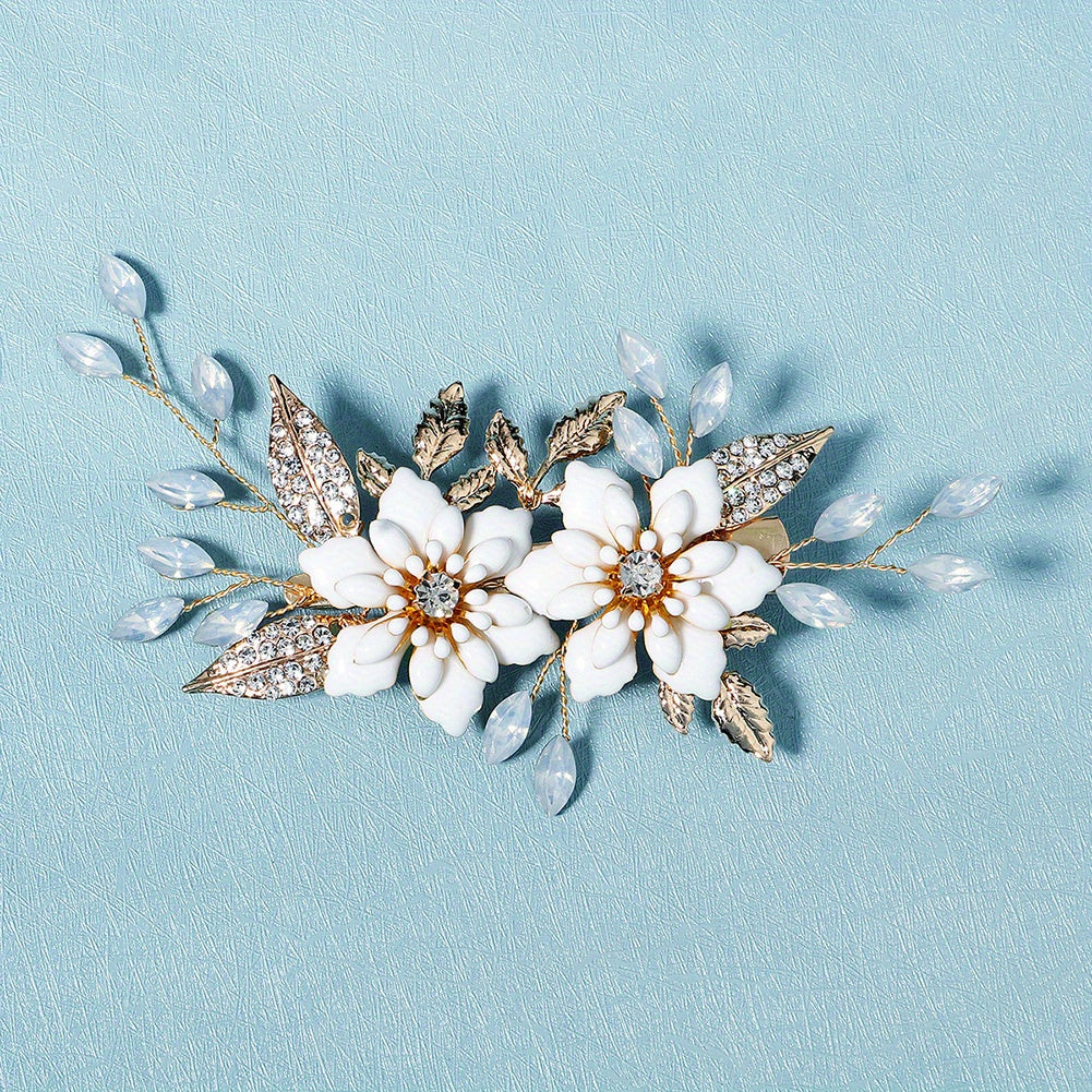 Rhinestone Crystal Pearl Bridal Hair Clip Flower Duck Billed Clip