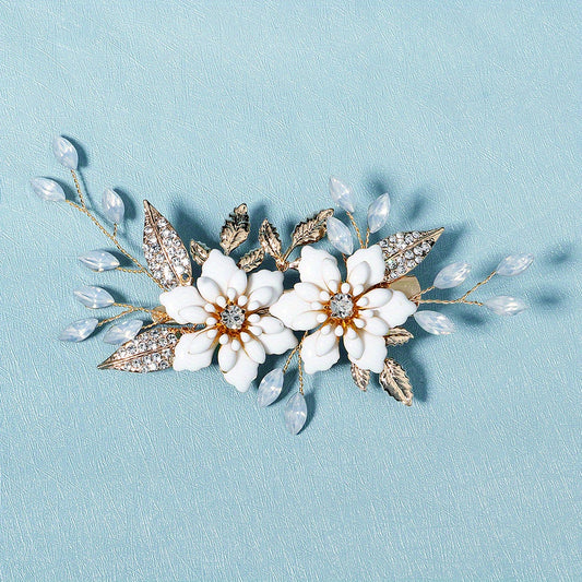 Rhinestone Crystal Pearl Bridal Hair Clip Flower Duck Billed Clip