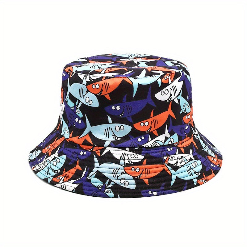 Fishbone Shark Reversible Bucket Hat