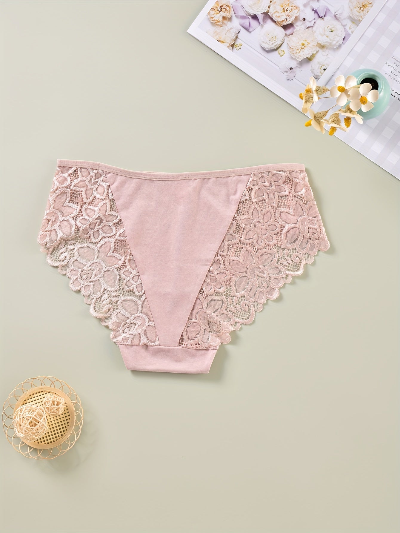 3-Pack Women's Plus Floral Lace High Waist Briefs Set