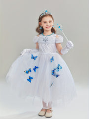 Girls Butterflies Print Princess Dress Costume