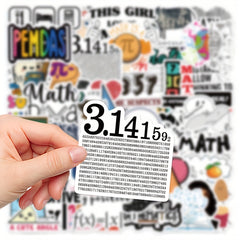 50pcs Math Sticker Phone Laptop Water Cup Waterproof Decoration Sticker