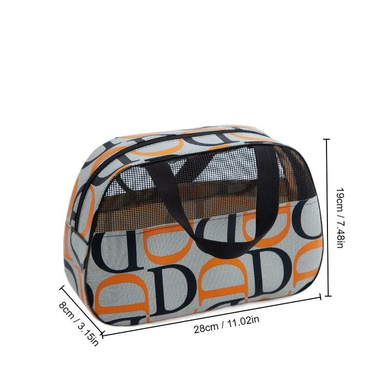 Large Capacity Letter Print Toiletry Bag with Handy Handle