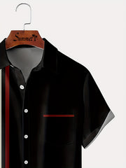 Vintage Style Stripe Print Men's Casual Short Sleeve Shirt