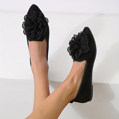 Women's Flower Ballet Flats Soft Sole Slip On Shoes