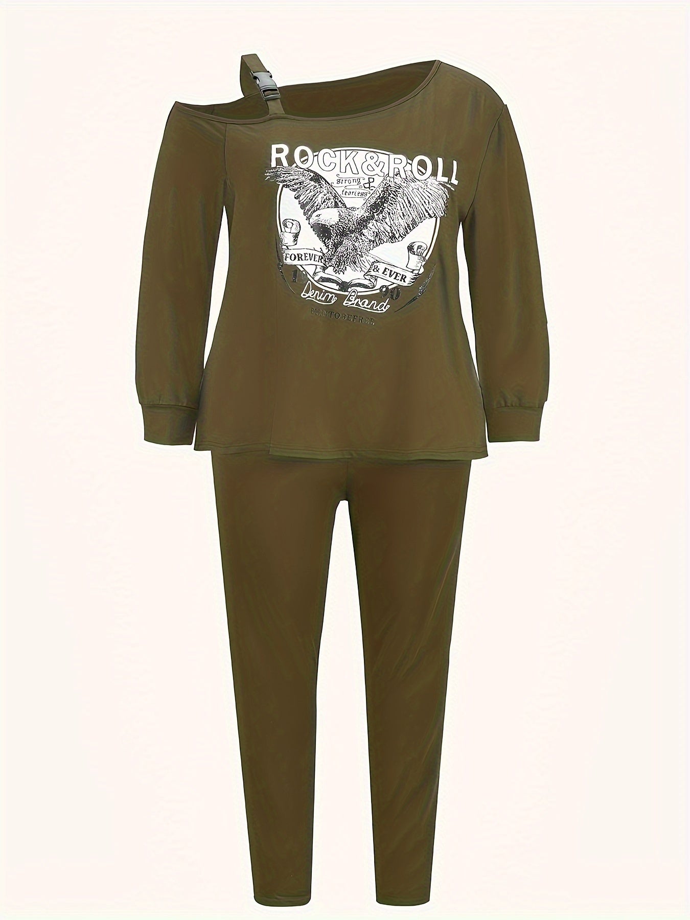 Women's Casual Outfit Set: One Shoulder Top & Leggings