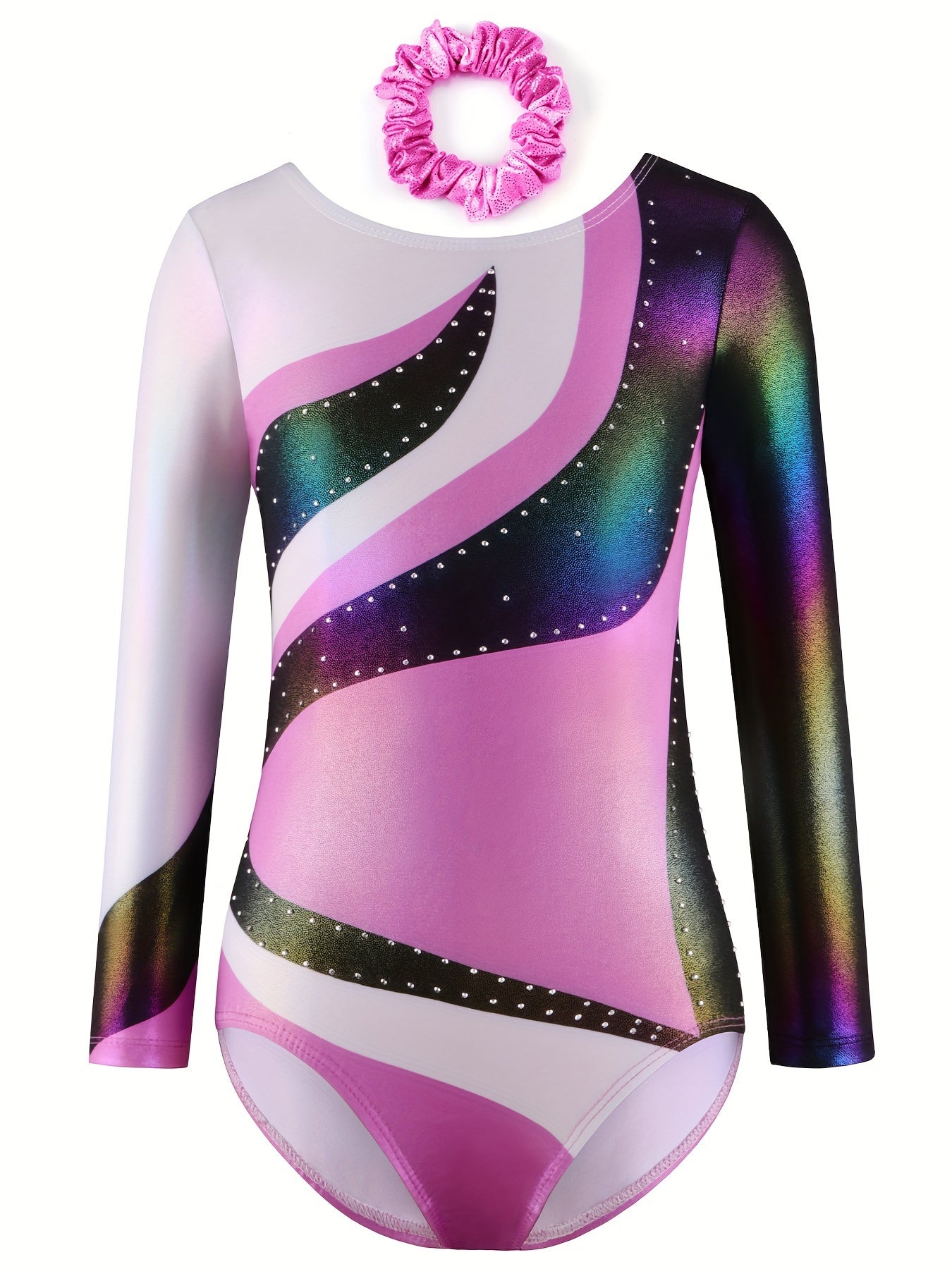 Stretchy Crew Neck Gymnastics Leotard Jumpsuit for Dance Sports