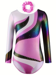 Stretchy Crew Neck Gymnastics Leotard Jumpsuit for Dance Sports