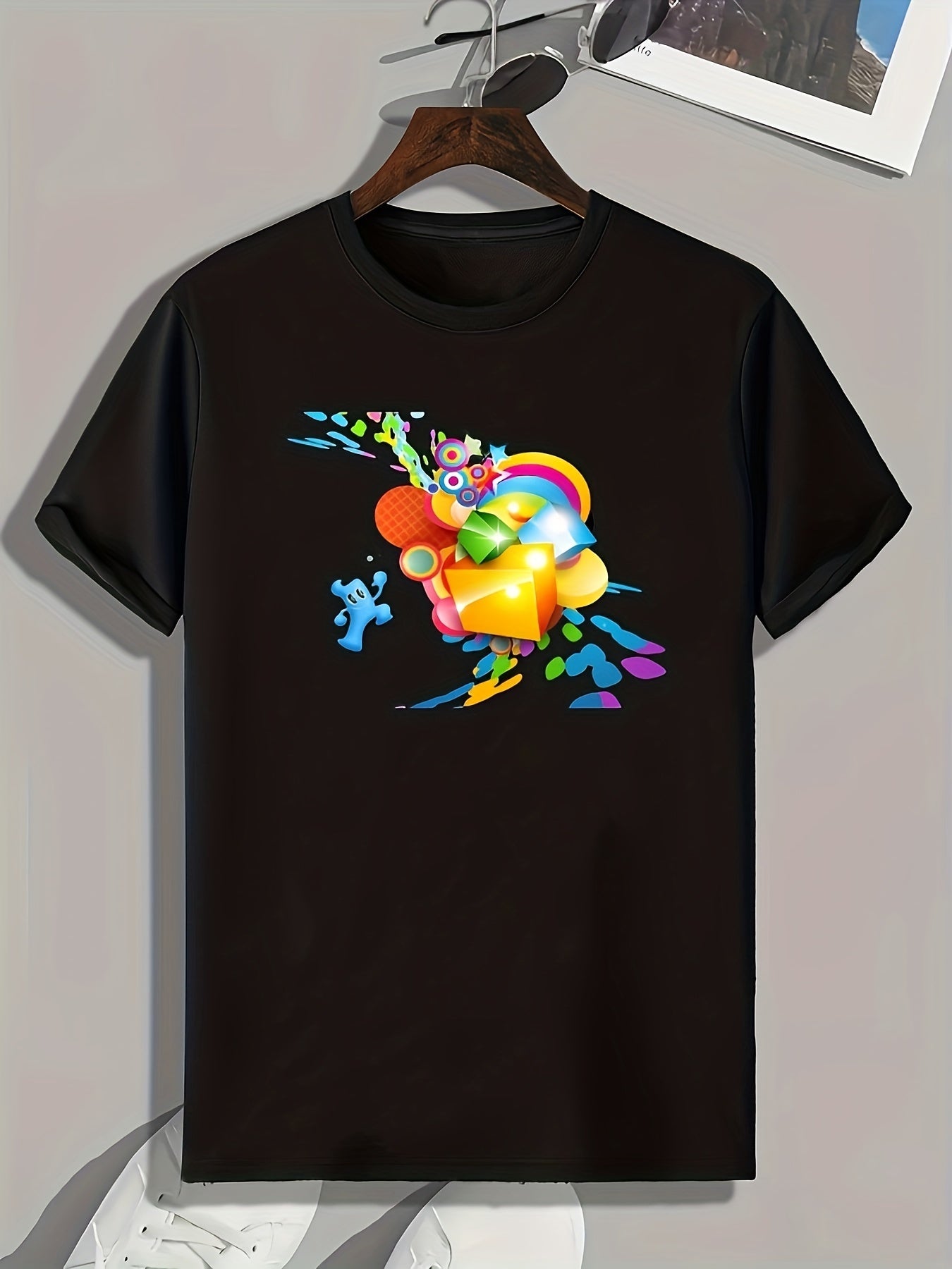 Cartoon Pattern Print Men's Sports T-shirt - Outdoor Fitness Clothing