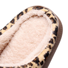Leopard Pattern Plush Slippers Comfortable & Warm Home Shoes