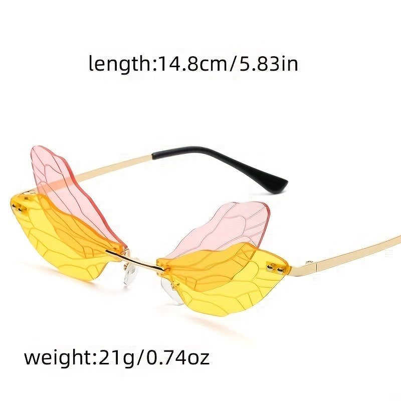 Dragonfly Wings Sunglasses Rimless Photo Booth Props UV400
