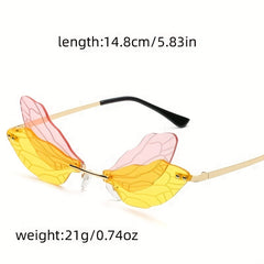 Dragonfly Wings Sunglasses Rimless Photo Booth Props UV400