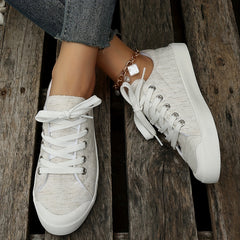 Women's Solid Canvas Shoes Casual Lace Up Daily Travel Shoes Lightweight