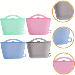 Silicone Reusable Storage Bag With Handle, Leak Proof Freezer Bag