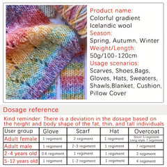 Rainbow Gradient Icelandic Yarn for Hand Crocheting Gloves