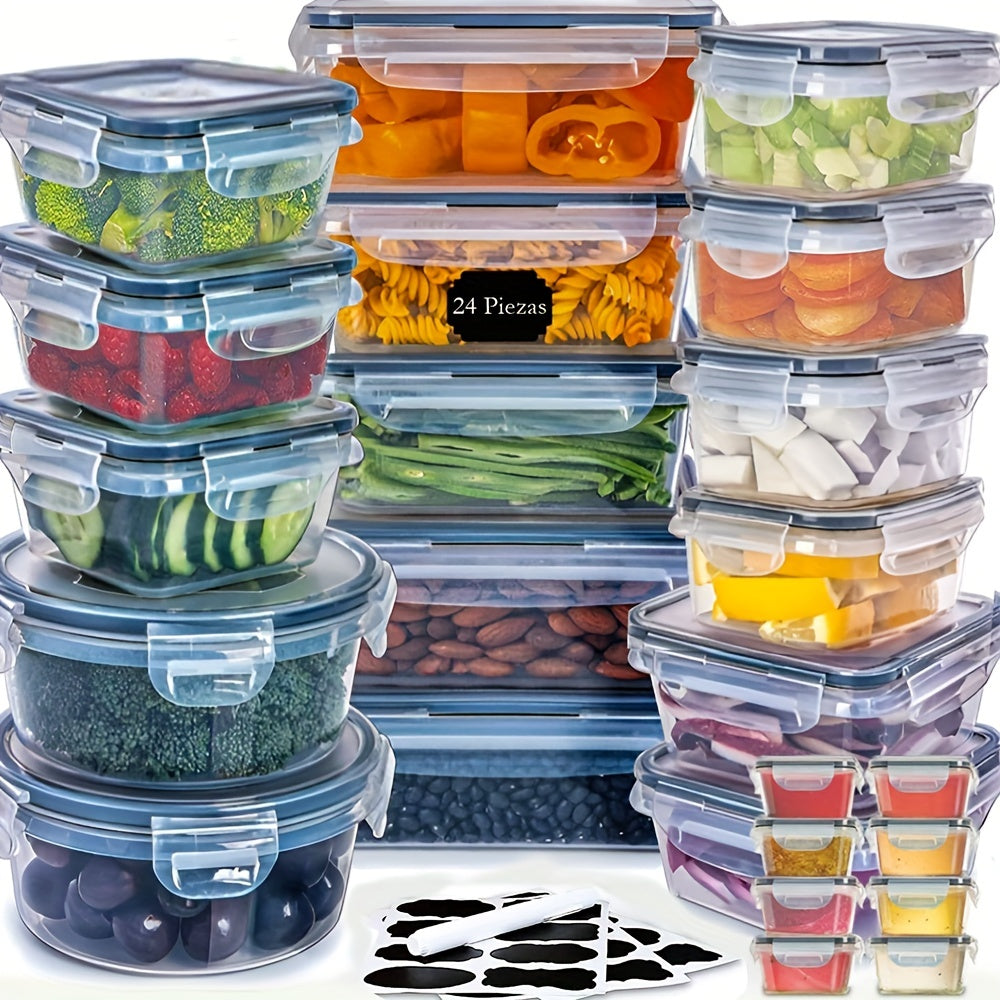 24pcs Microwave Safe Plastic Fruit Storage Box For Grains Flour And Sugar