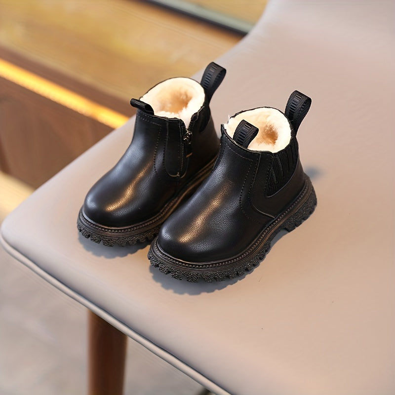 Vintage Style Girls' Ankle Boots with Fleece Lining