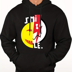 Men's Smile Face Print Hooded Sweatshirt Long Sleeve Drawstrings