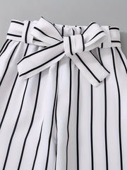 Girls Striped Wide Leg Pants Set Summer Kids Clothes