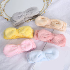 Coral Fleece Headband Bow Hair Band for Women
