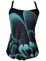 Floral Tankini Set Square Neck Cami Top & Panty Swimsuit Two Piece Set