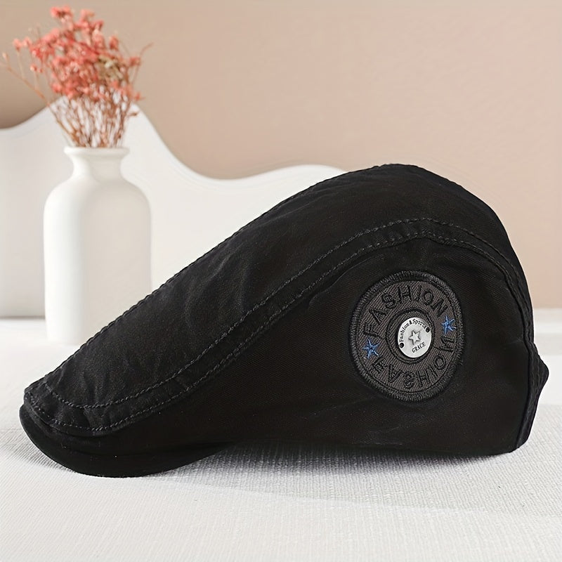 Embroidery Peaked Cap Men's British Retro Newsboy Cap