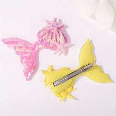 Mermaid Tail & Starfish Hair Clips for Baby Girls